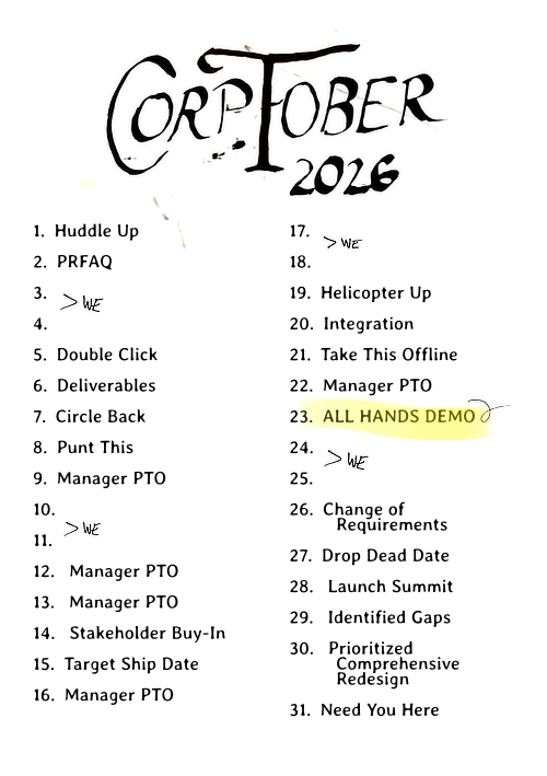 CorpTober Prompt List: 2026
